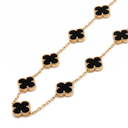Vintage Alhambra Black Onyx 20 Motifs Long Necklace