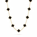 Vintage Alhambra Black Onyx 20 Motifs Long Necklace