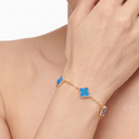 Vintage Alhambra Blue Agate Clover 5 Motifs  Bracelet