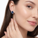 Vintage Alhambra Blue Sèvres Porcelain Clover Earrings