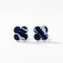 Vintage Alhambra Blue Sèvres Porcelain Clover Earrings