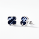 Vintage Alhambra Blue Sèvres Porcelain Clover Earrings