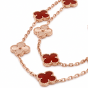 Vintage Alhambra Carmelia And Guilloché Clover 20 Motifs Long Necklace