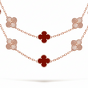 Vintage Alhambra Carmelia And Guilloché Clover 20 Motifs Long Necklace