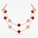 Vintage Alhambra Carmelia And Guilloché Clover 20 Motifs Long Necklace
