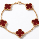 Vintage Alhambra Carnelian Clover 5 Motifs Bracelet