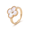 Vintage Alhambra Mother Of Pearl Clover 1 Diamond Ring
