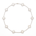 Vintage Alhambra Mother Of Pearl Clover 10 Motifs Necklace