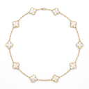 Vintage Alhambra Mother Of Pearl Clover 10 Motifs Necklace