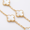 Vintage Alhambra Mother Of Pearl Clover 10 Motifs Necklace