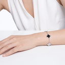 Vintage Alhambra Onyx And Diamond Clover 5 Motifs Bracelet