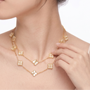 Vintage Alhambra Pavé and Guilloché Clover 20 Motifs Long Necklace
