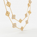 Vintage Alhambra Pavé and Guilloché Clover 20 Motifs Long Necklace