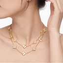 Vintage Alhambra Pavé and Guilloché Clover 20 Motifs Long Necklace
