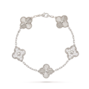 Vintage Alhambra Paved Diamond And Guilloché Clover 5 Motifs Bracelet