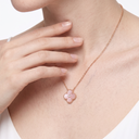 Vintage Alhambra Pink Opal And 1 Diamond Motif Necklace