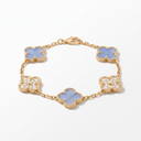 Vintage Alhambra Purple And Diamonds Clover 5 Motifs Bracelet