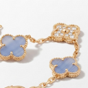 Vintage Alhambra Purple And Diamonds Clover 5 Motifs Bracelet