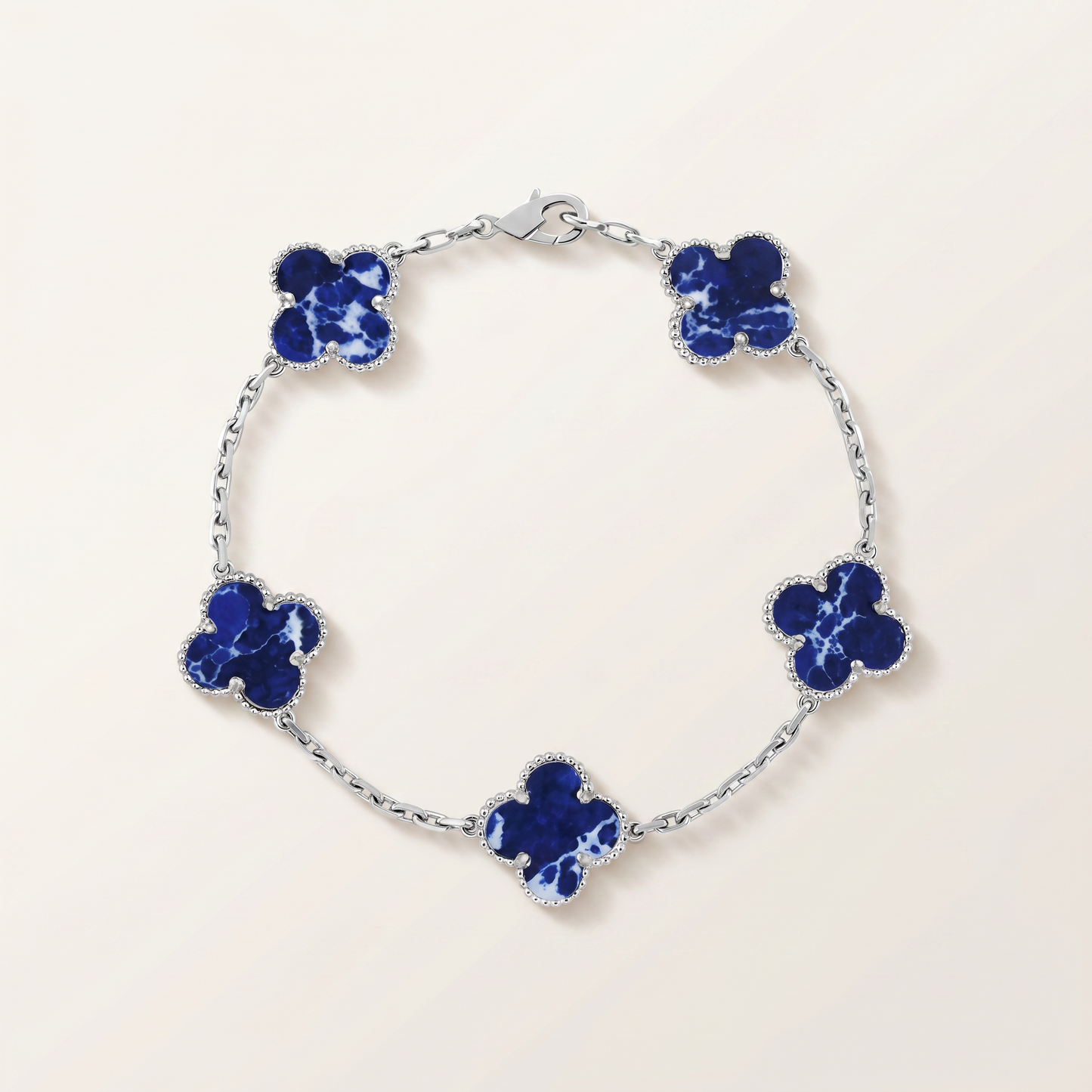 Vintage Alhambra Crystal Blue Clover Bracelet