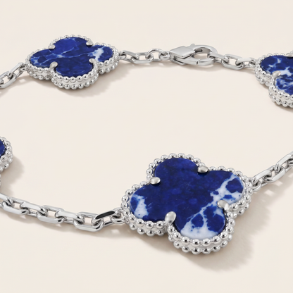 Vintage Alhambra Crystal Blue Clover Bracelet