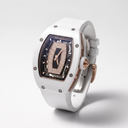 White Ceramic Diamond Onyx  Set Rectangular Dial Women's Watch | RM 07-01