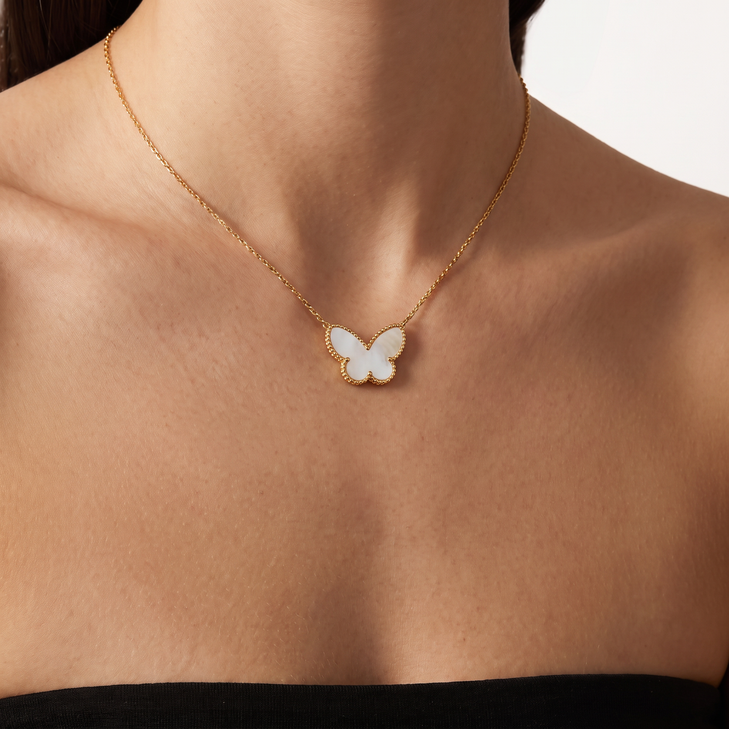 Alhambra Butterfly Charm Gold Tone Necklace