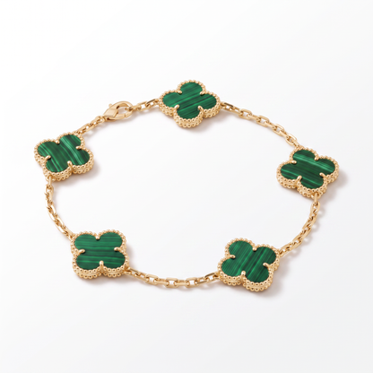 Alhambra Malachite Clover 5 Motifs Bracelet