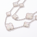 Alhambra White Pearl Motifs Long Clover Necklace