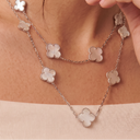 Alhambra White Pearl Motifs Long Clover Necklace