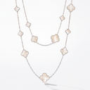 Alhambra White Pearl Motifs Long Clover Necklace