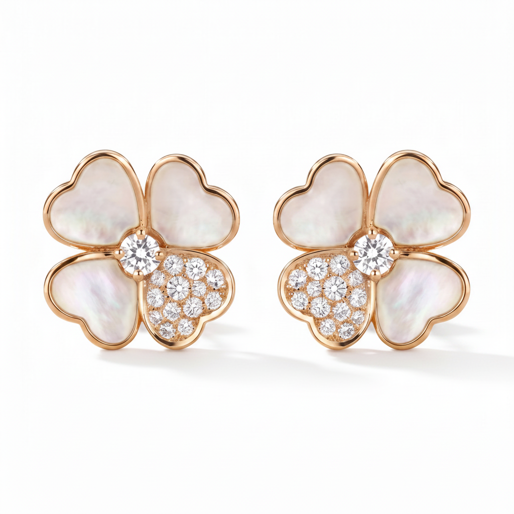 Cosmos Medium Clover Pavé Earrings