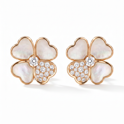 Cosmos Medium Clover Pavé Earrings