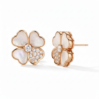Cosmos Medium Clover Pavé Earrings