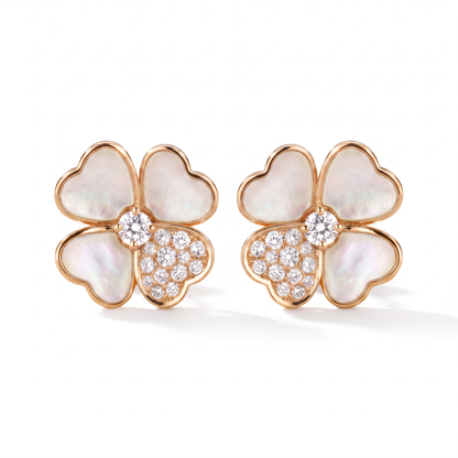 Cosmos Medium Clover Pavé Earrings