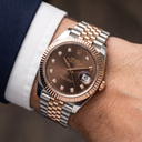 Datejust Chocolate Diamond Dial Fluted Bezel Two Tone Everose Gold Jubilee Bracelet | RL 41 126331