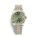 Datejust Olive Green Diamond Dial Yellow Gold Watch