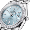 Day-Date Ice Blue Dial Baguette Set Bezel Men's Watch | RL 40 228396TBR