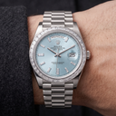 Day-Date Ice Blue Dial Baguette Set Bezel Men's Watch | RL 40 228396TBR