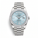 Day-Date Ice Blue Dial Baguette Set Bezel Men's Watch | RL 40 228396TBR
