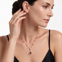 Diva's Dream Paved Red Openwork Pendant Necklace