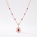 Diva's Dream Paved Red Openwork Pendant Necklace