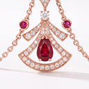 Diva's Dream Paved Red Openwork Pendant Necklace
