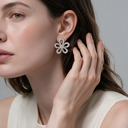 Flowerlace In White Pavé Earrings