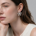 Flowerlace In White Pavé Earrings