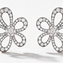 Flowerlace In White Pavé Earrings