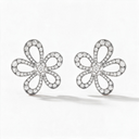 Flowerlace In White Pavé Earrings