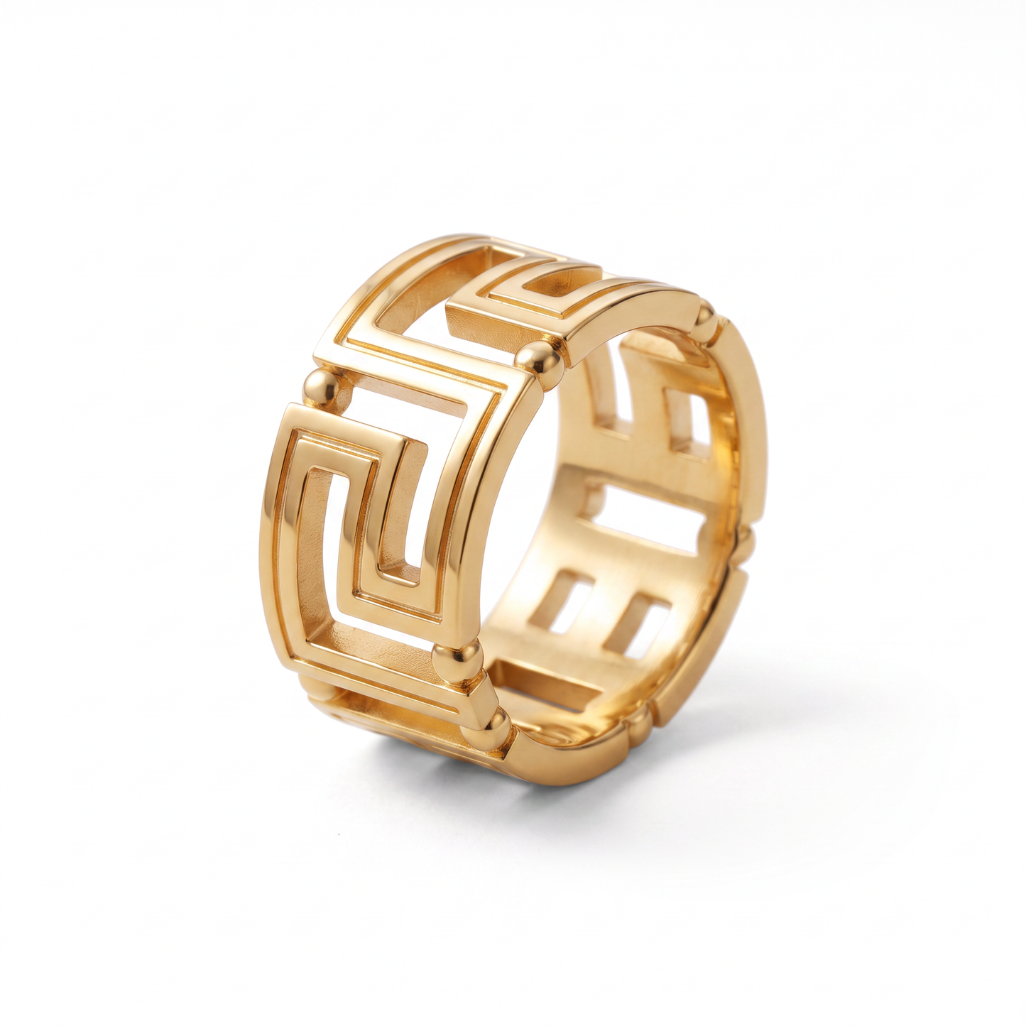 Gold Tone Greca Ring