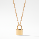 Gold Tone Lock Pendant Chain Necklace