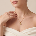 Gold Tone Lock Pendant Chain Necklace