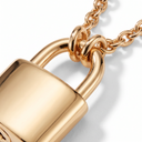 Gold Tone Lock Pendant Chain Necklace